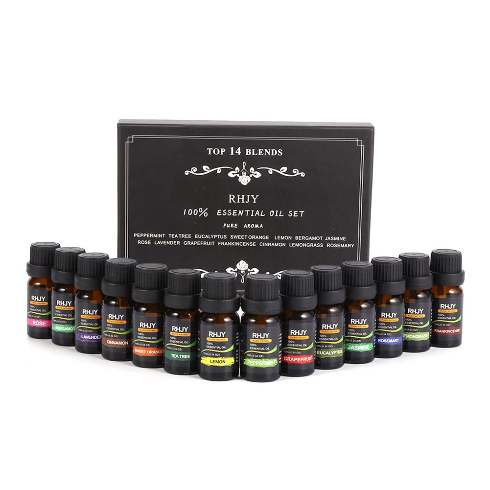 6/12/14/20Pcs Pure Essential Oils Natural Plant Aroma Essential Oil Diffuser Eucalyptus Vanilla Mint Eucalyptus Rose Tea TreeOil