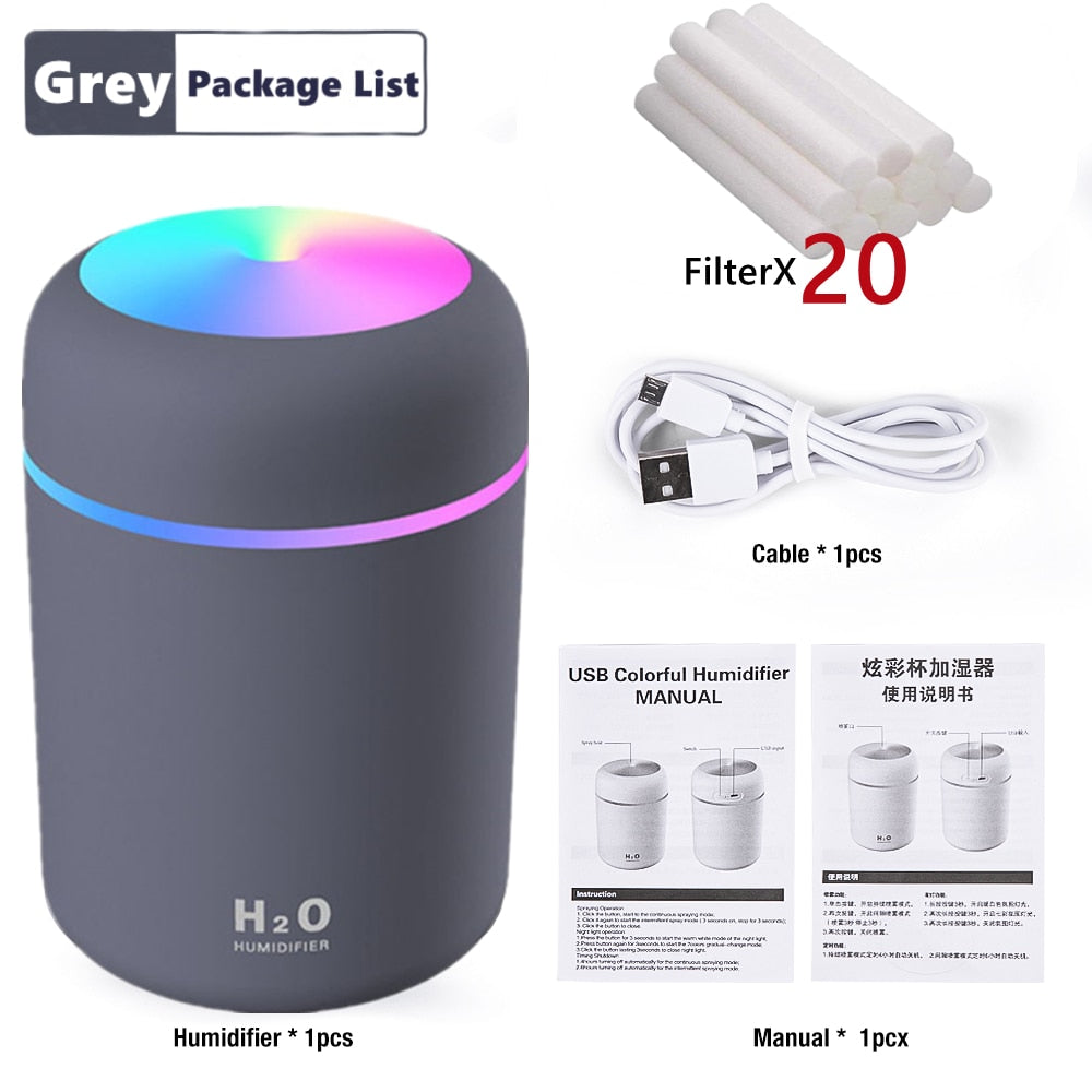 300ML Air Humidifier Ultrasonic Aromatherapy Essential Oil Diffuser Sprayer Mist Maker Fogger Aroma Difuser Car Home Mini Xiaomi