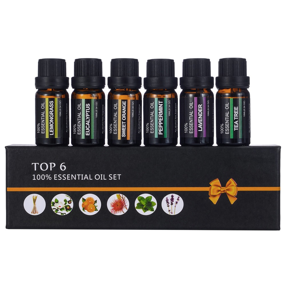 6/12/14/20Pcs Pure Essential Oils Natural Plant Aroma Essential Oil Diffuser Eucalyptus Vanilla Mint Eucalyptus Rose Tea TreeOil