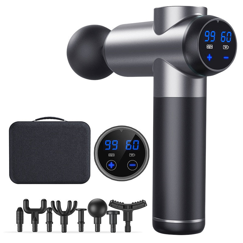 New Massage Gun Massager LCD Screen 99Gears 8Heads Electric Fascia Gun for Neck Foot Body Massager