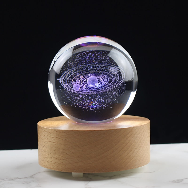 Newfashioned 3D Crystsal Solar System Ball Laser Engraved Planets Glass Sphere Cosmic Model Globe Home Decoration Astronomy Gift