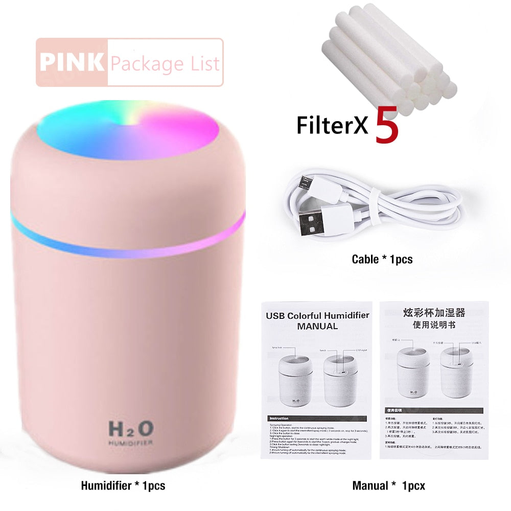 300ML Air Humidifier Ultrasonic Aromatherapy Essential Oil Diffuser Sprayer Mist Maker Fogger Aroma Difuser Car Home Mini Xiaomi