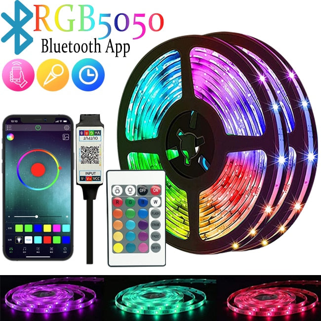 LED Strip 1m-30m RGBIC WS2812b Bluetooth App Control Chasing Effect Lights Flexible Tape Diode Ribbon TV BackLight Room Decorate