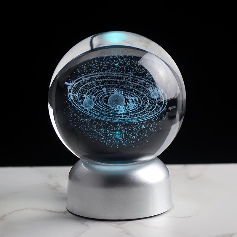 Newfashioned 3D Crystsal Solar System Ball Laser Engraved Planets Glass Sphere Cosmic Model Globe Home Decoration Astronomy Gift