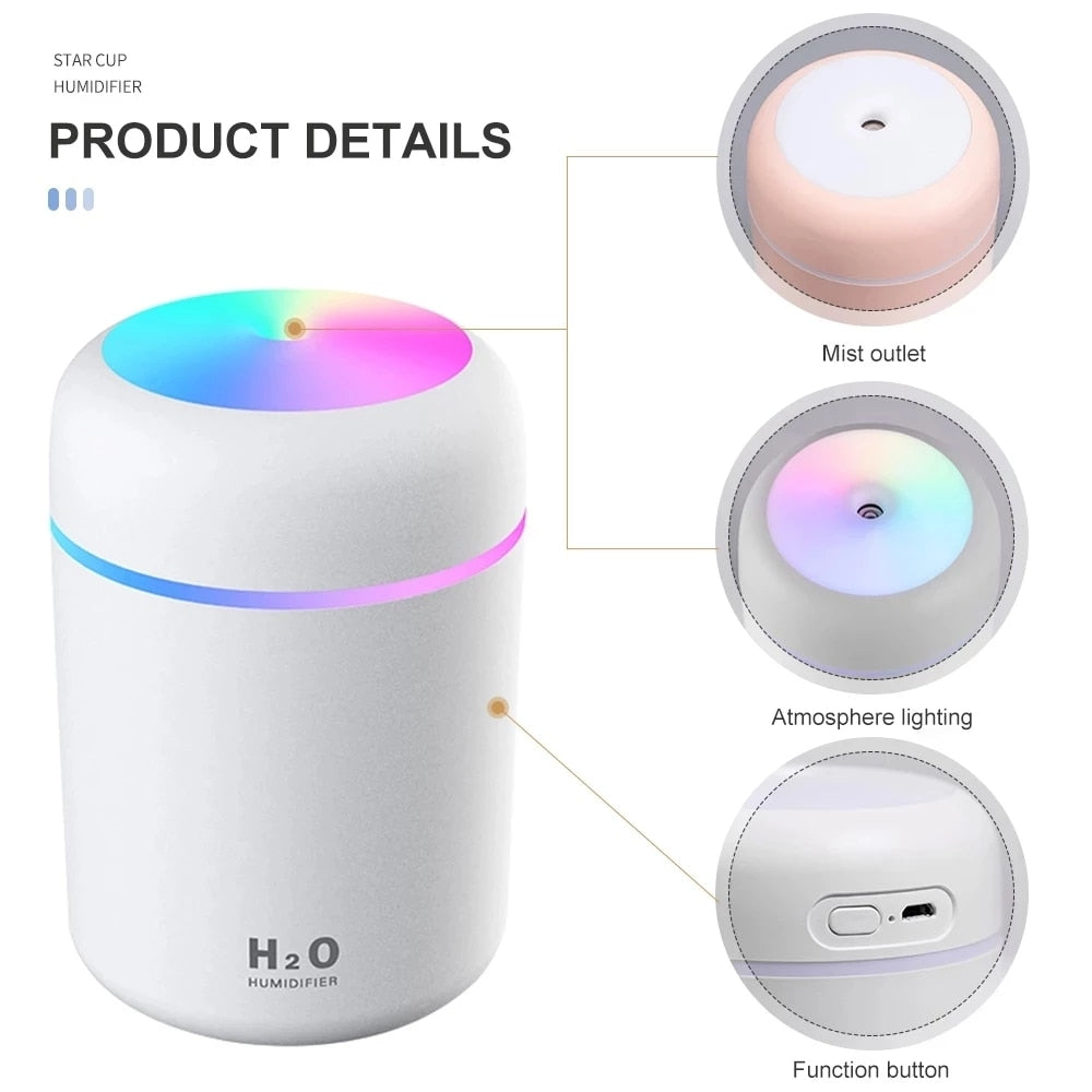 300ML Air Humidifier Ultrasonic Aromatherapy Essential Oil Diffuser Sprayer Mist Maker Fogger Aroma Difuser Car Home Mini Xiaomi