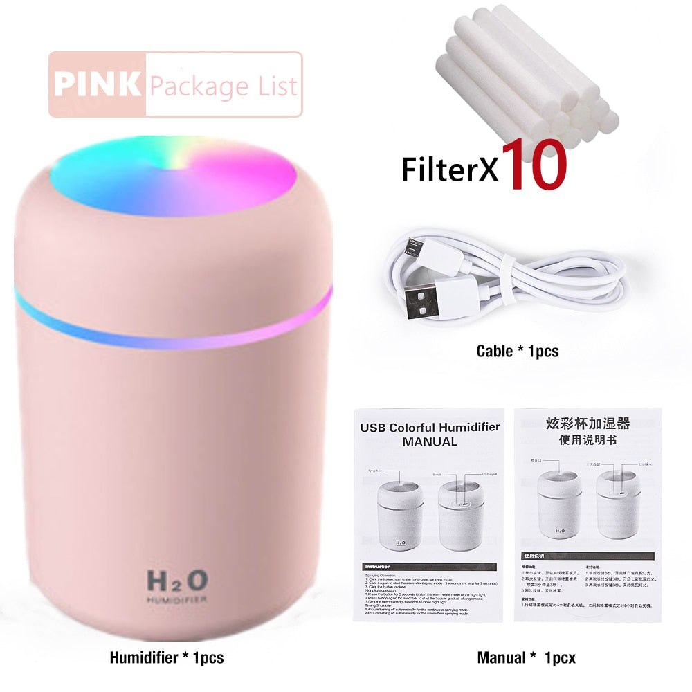 300ML Air Humidifier Ultrasonic Aromatherapy Essential Oil Diffuser Sprayer Mist Maker Fogger Aroma Difuser Car Home Mini Xiaomi