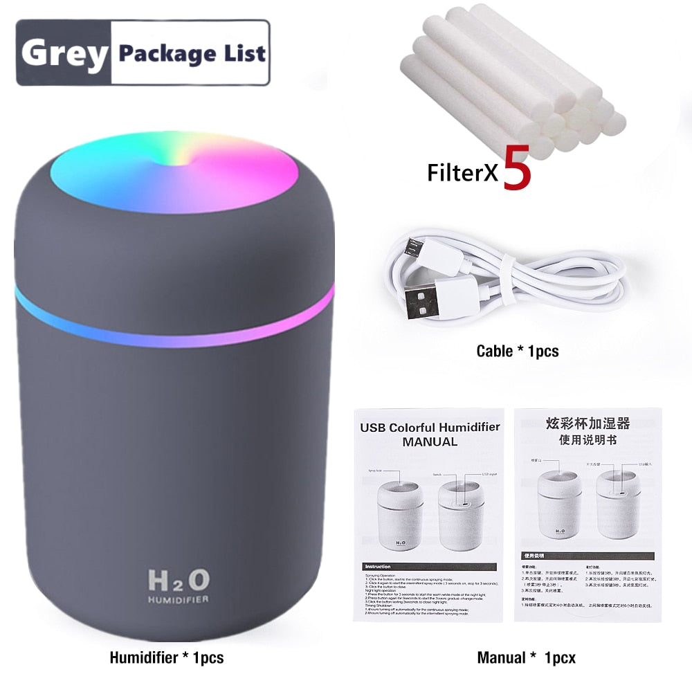 300ML Air Humidifier Ultrasonic Aromatherapy Essential Oil Diffuser Sprayer Mist Maker Fogger Aroma Difuser Car Home Mini Xiaomi