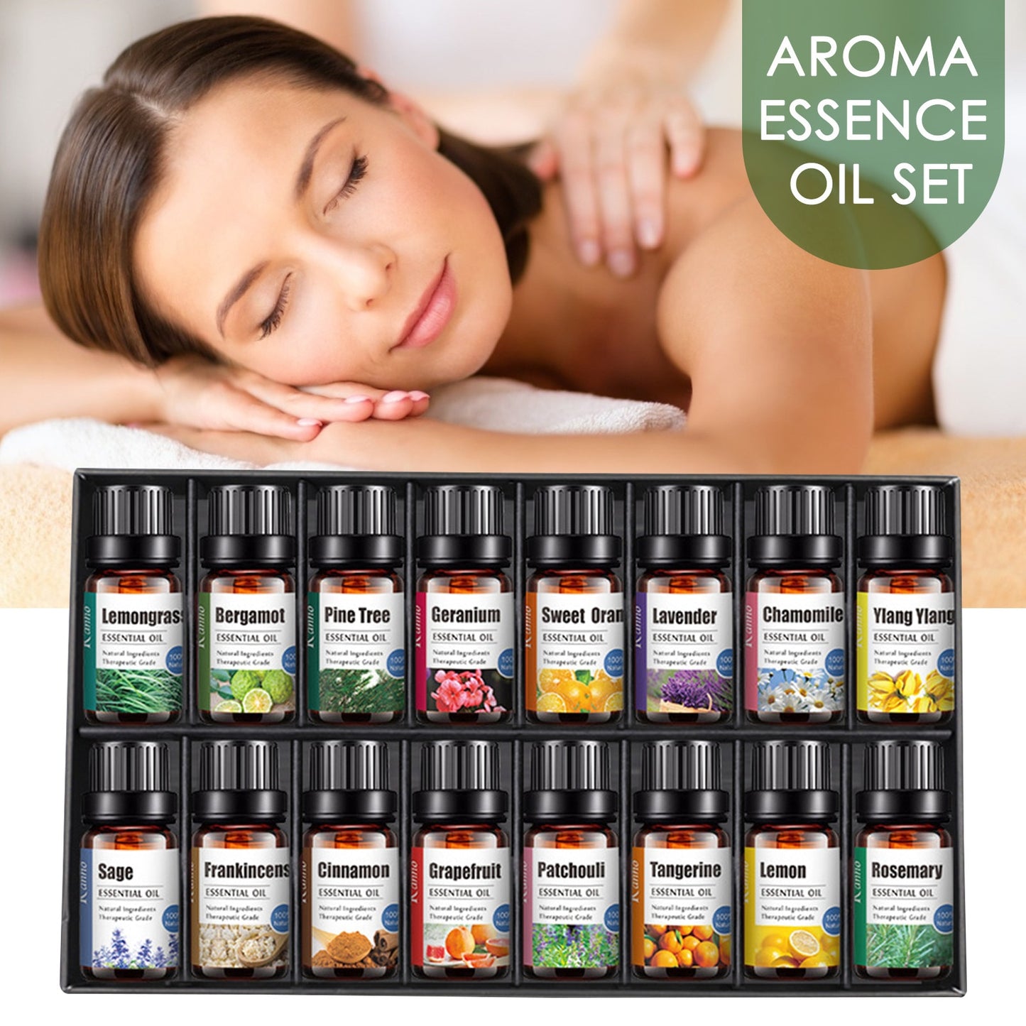 6/12/14/20Pcs Pure Essential Oils Natural Plant Aroma Essential Oil Diffuser Eucalyptus Vanilla Mint Eucalyptus Rose Tea TreeOil