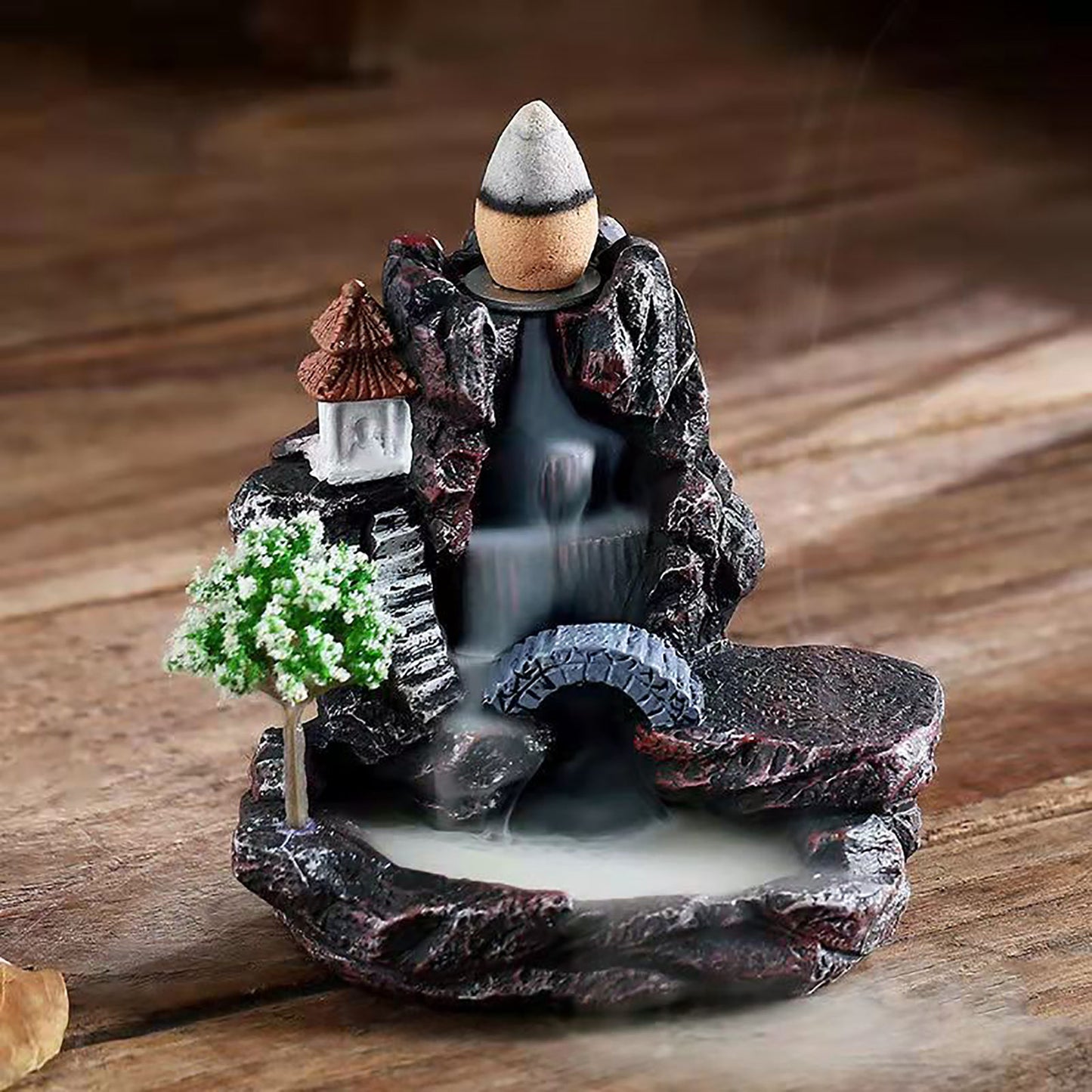 Small Resin Backflow Incense Holder Waterfall Incense Burner For Incense Cones Buddhist Hall Living Room Decor Desktop Ornaments