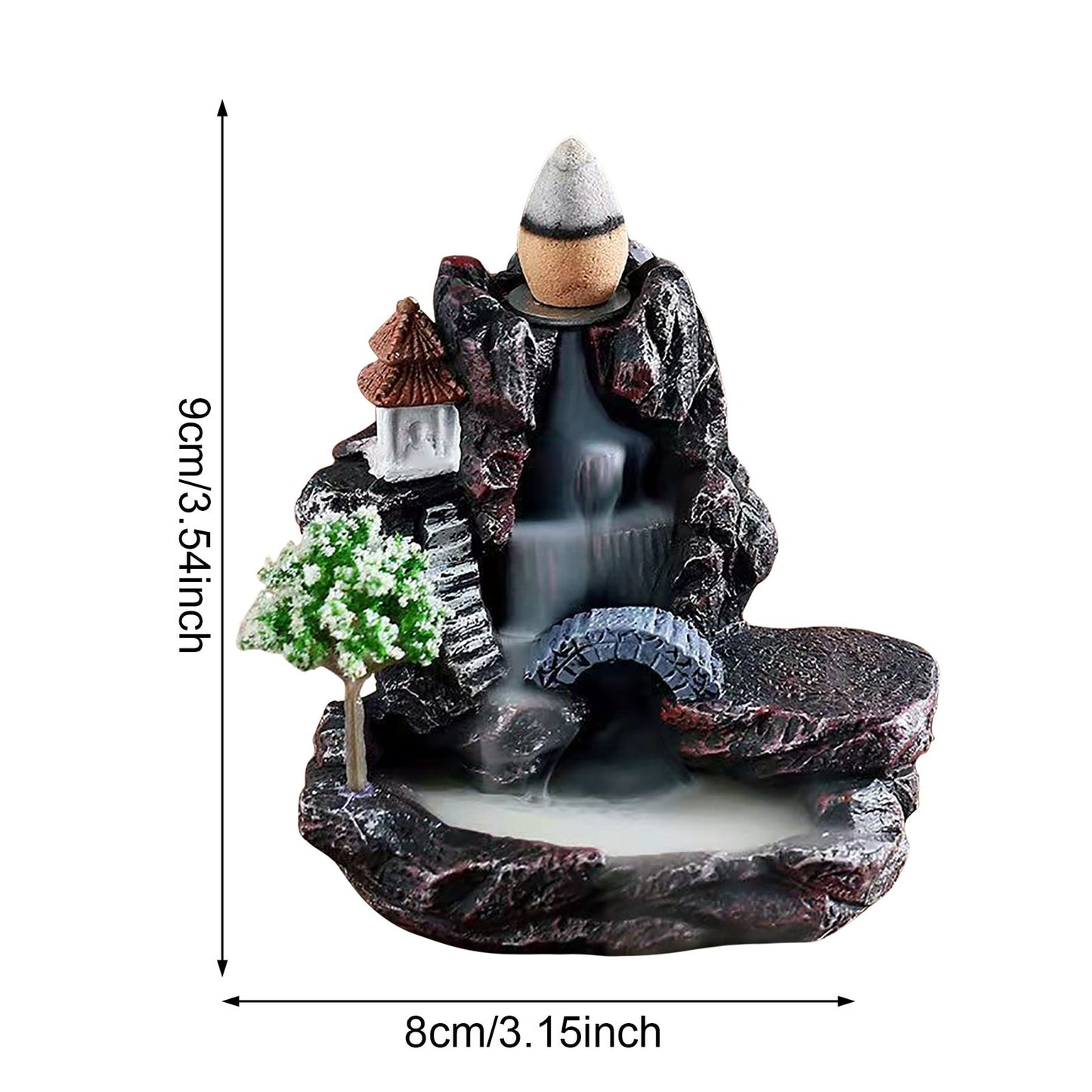 Small Resin Backflow Incense Holder Waterfall Incense Burner For Incense Cones Buddhist Hall Living Room Decor Desktop Ornaments