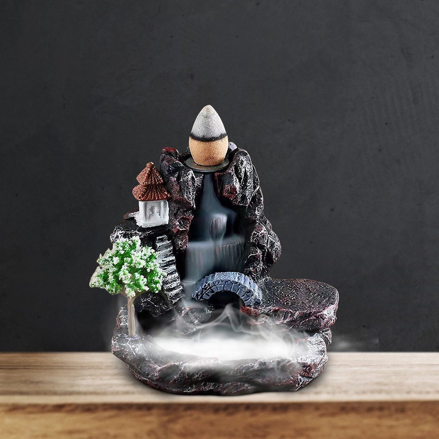 Small Resin Backflow Incense Holder Waterfall Incense Burner For Incense Cones Buddhist Hall Living Room Decor Desktop Ornaments