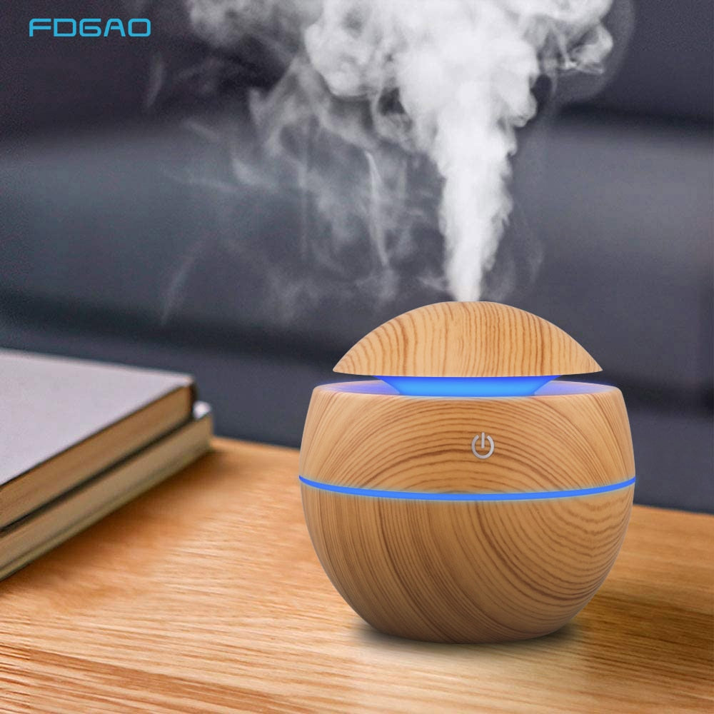 Humidifier Electric Air Aroma Diffuser Wood Ultrasonic 130ML Air Humidifier Essential Oil Aromatherapy Cool Mist Maker For Home