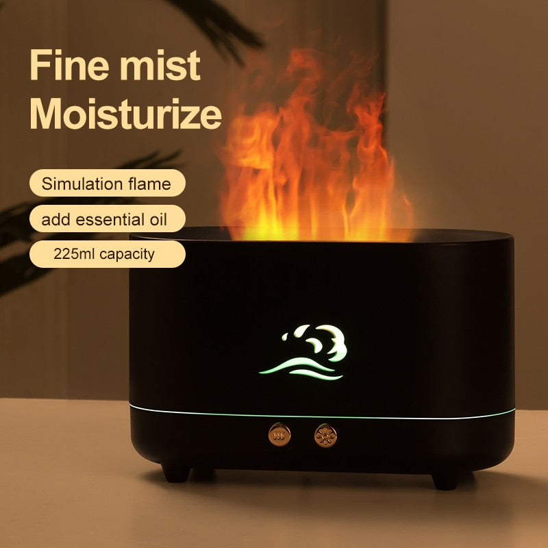 180ML USB Essential Oil Diffuser Simulation Flame Ultrasonic Humidifier Home Office Air Freshener Fragrance Sooth Sleep Atomizer